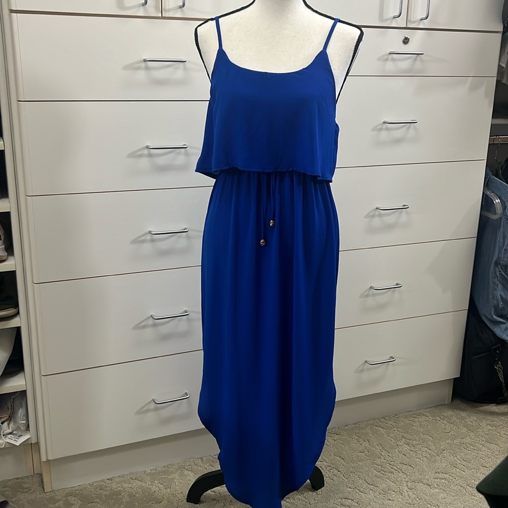 Adjustable Strappy Split Summer Beach Casual Midi Dress